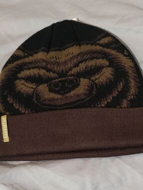 Brown & Black Bear Knit Beanie - Kids